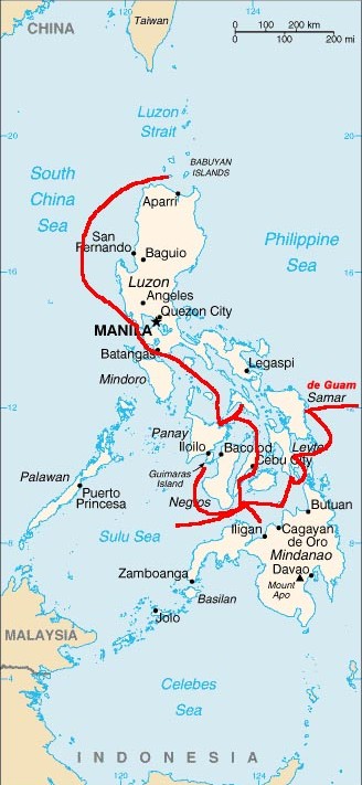Itinerario seguido por la expedición de Legazpi