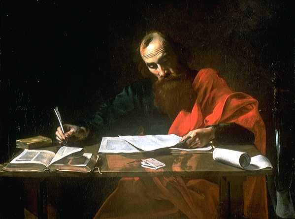 San Pablo escribiendo sus Epistolas por Valentin de Boulogne